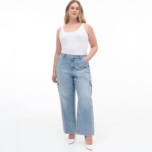 Addition Elle Straight-Leg Cargo Jeans Denim Size 16